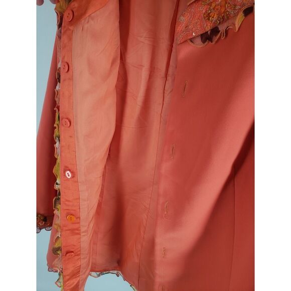 Rare Louise Ricci Embellished Beaded Sequin Button-Up Jacket Size 12 Fall Formal - Picture 5 of 12